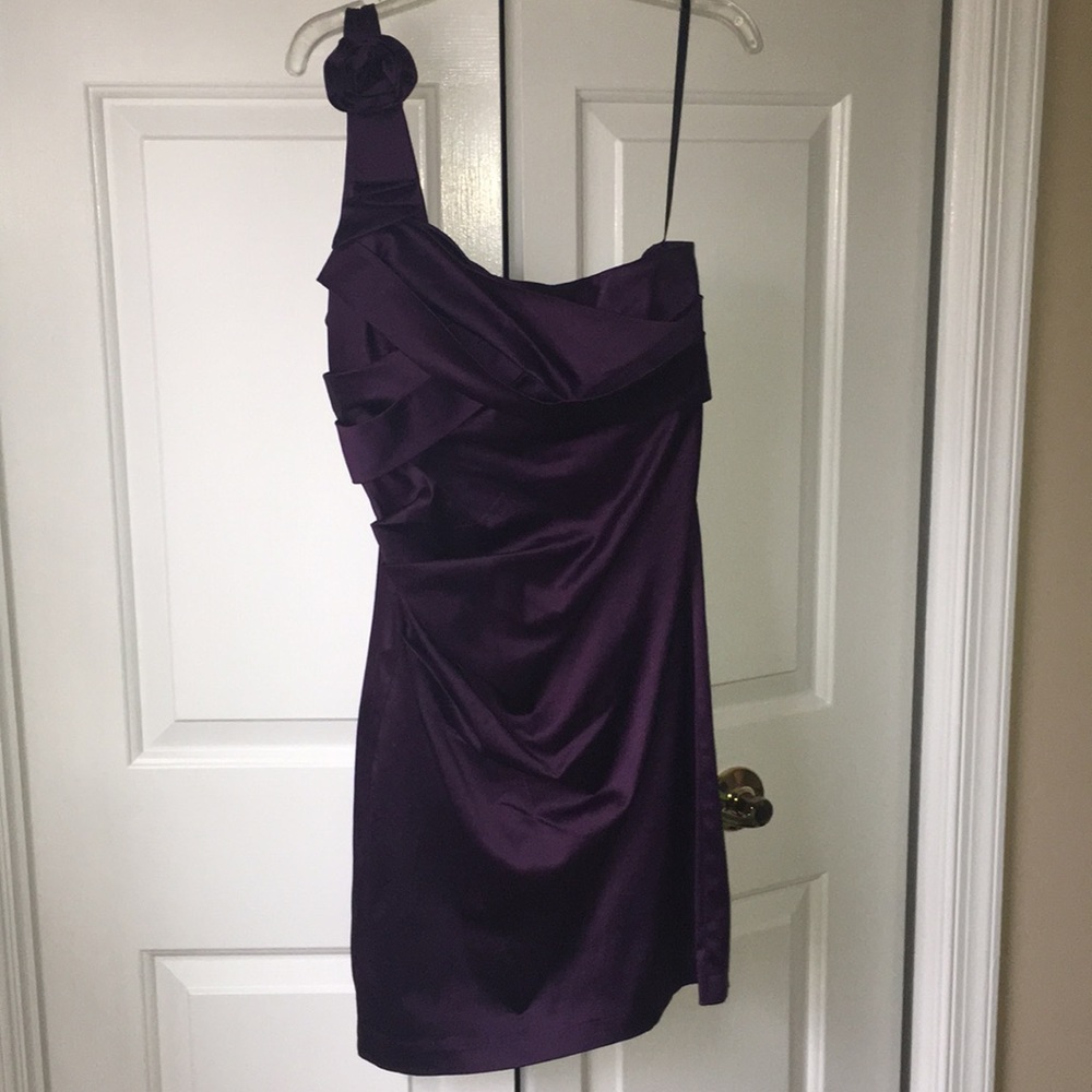 Purple one shoulder dress